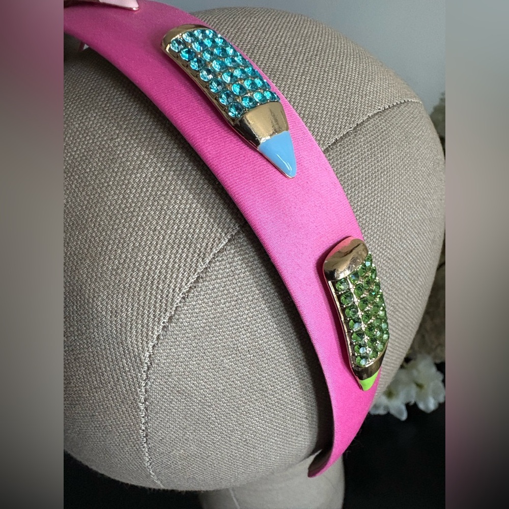 Gift for Teacher- Pink Headband with Bling crayon Embellishments